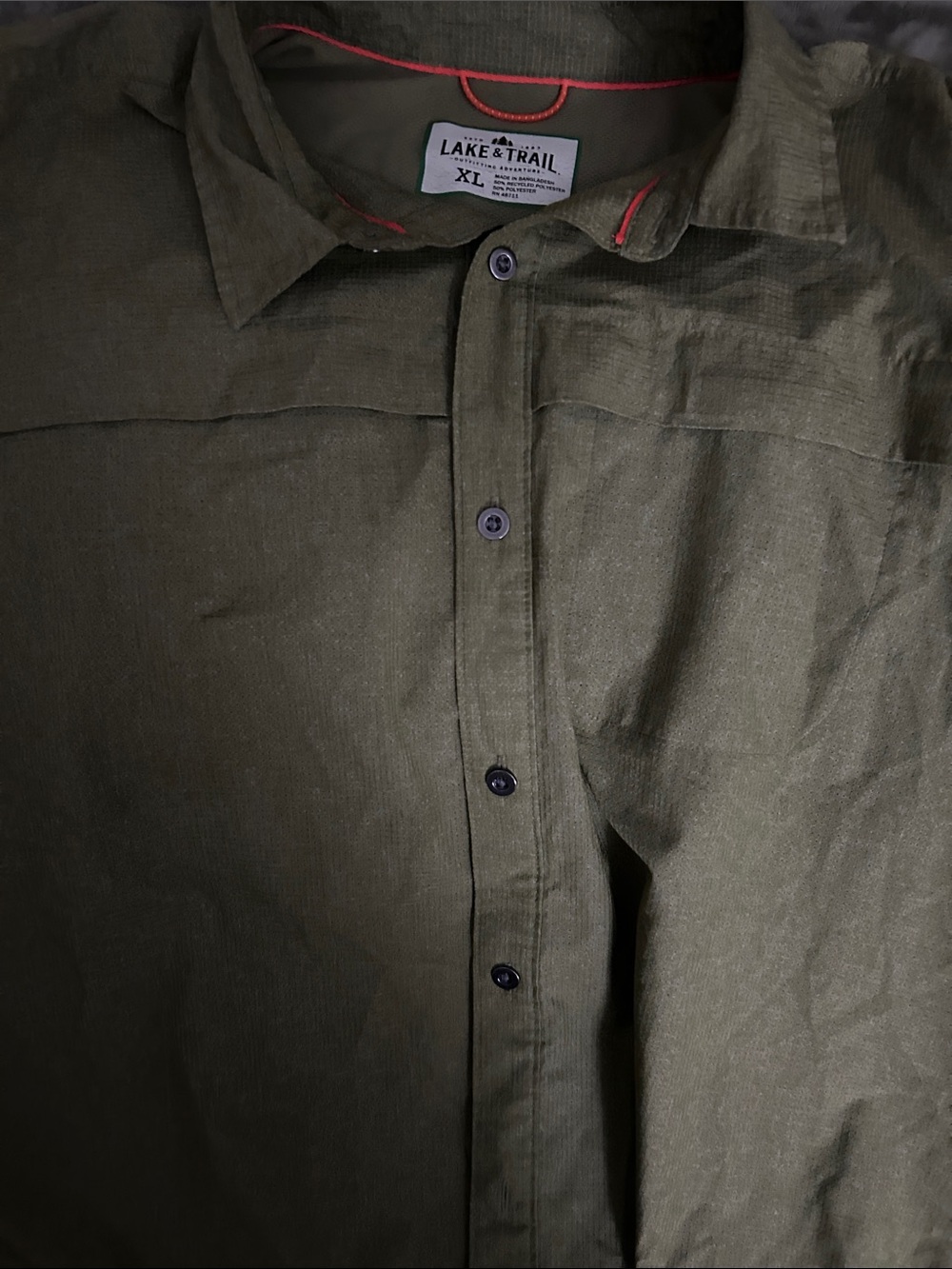 Mountain Lake Olive Green Men's Casual Button-Down Shirt